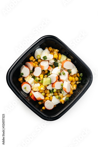 
lettuce in a black container on a white background