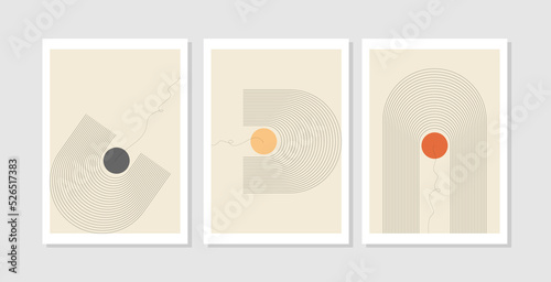 Set of unique abstract vector wall art, line art, geometric art