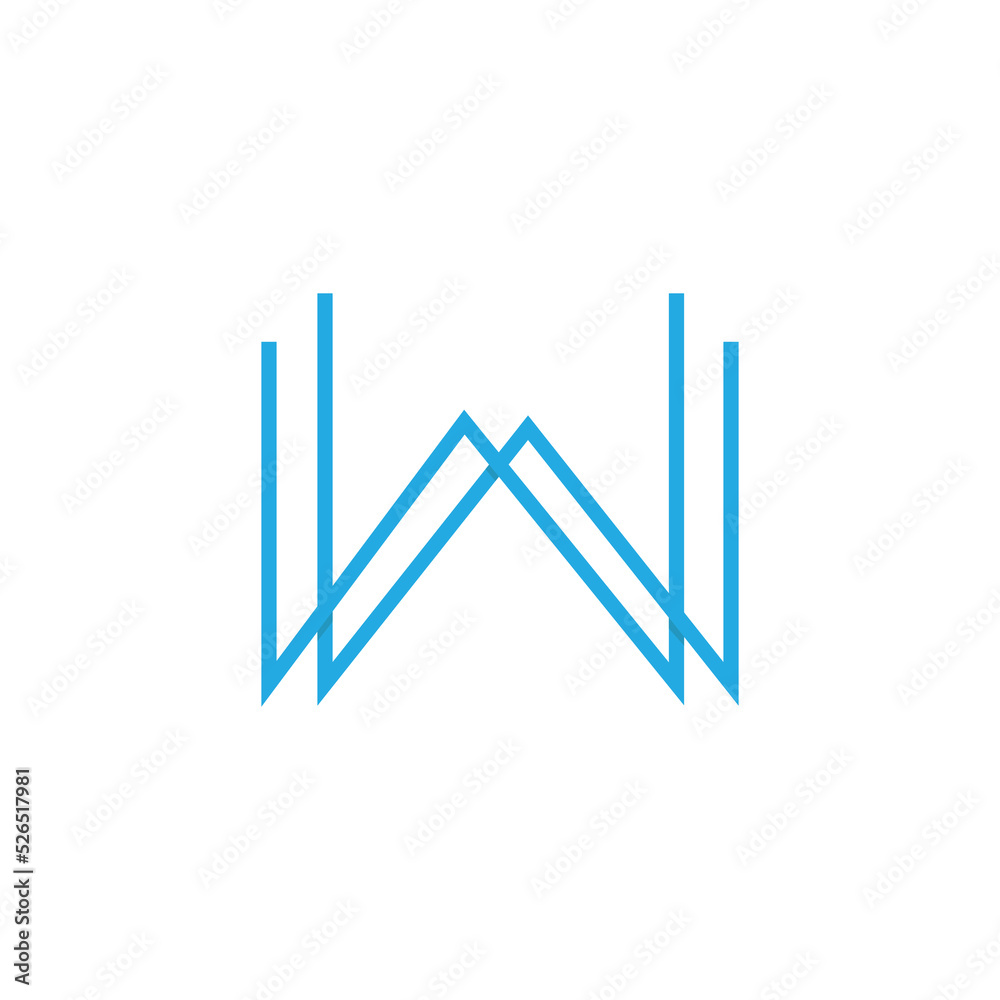 Initial letter W logo line art vector