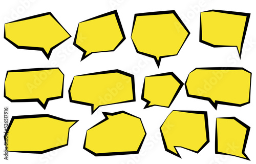 Set speech bubbles on white background. chat box or chat vector square and doodle message or communication icon Cloud speaking for comics and minimal message dialog