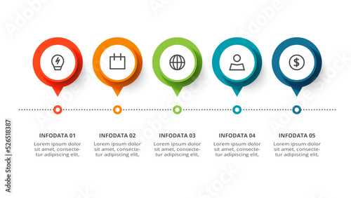 Circle concept for infographic with 5 steps, options, parts or processes. Business data visualization.