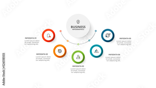 Circle concept for infographic with 5 steps, options, parts or processes. Business data visualization. photo