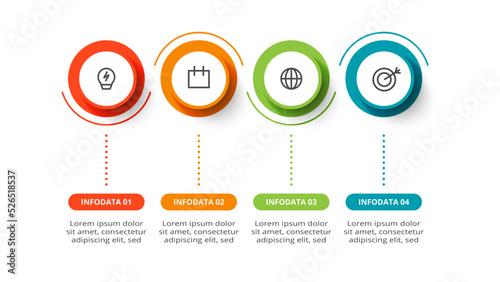 Circle concept for infographic with 4 steps, options, parts or processes. Business data visualization.