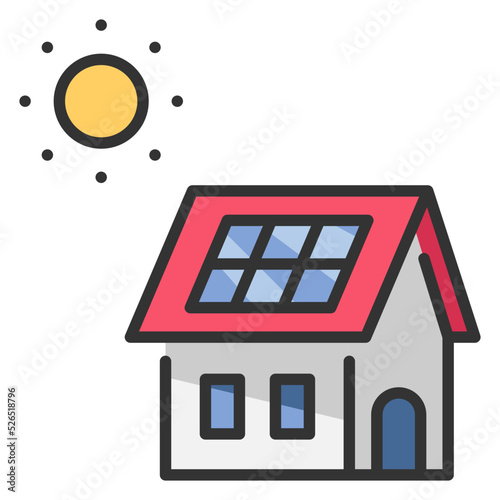 solar cell house icon