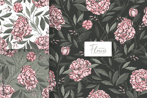 beautiful dark vintage peony pattern