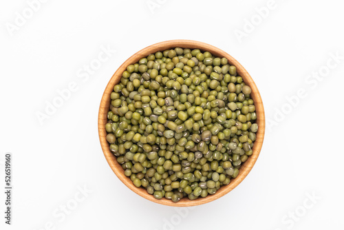 Mung bean, Vigna radiata seeds isolated on white background.