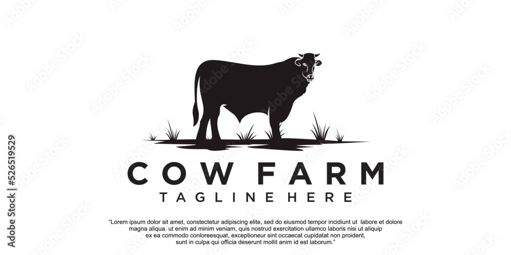 Cow farm icon logo design vector illustration Premium Vector