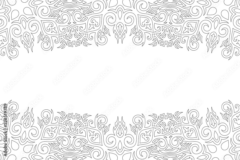 Art for coloring book with ornate vintage border