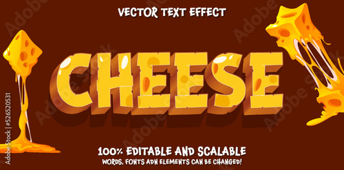 Editable text effect - Cheese yellow and orange cartoon style