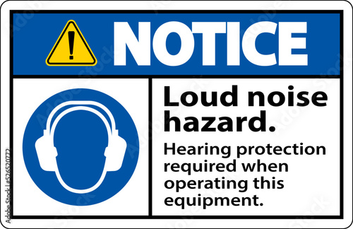 Notice Hearing Protection Required Sign On White Background