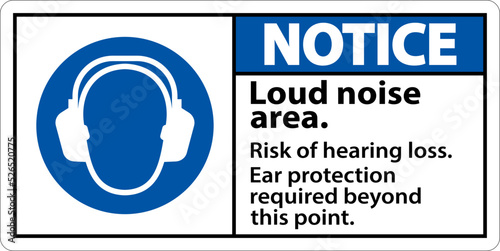 Notice Loud Noise Area Risk of Hearing Loss Sign