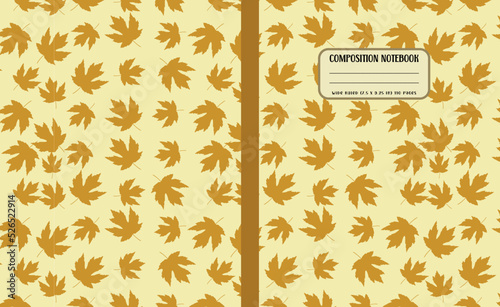 Autumn leaves pattern notebook colorful autumn seamless pattern with bright yellow birch leaves scattered on a light cream background