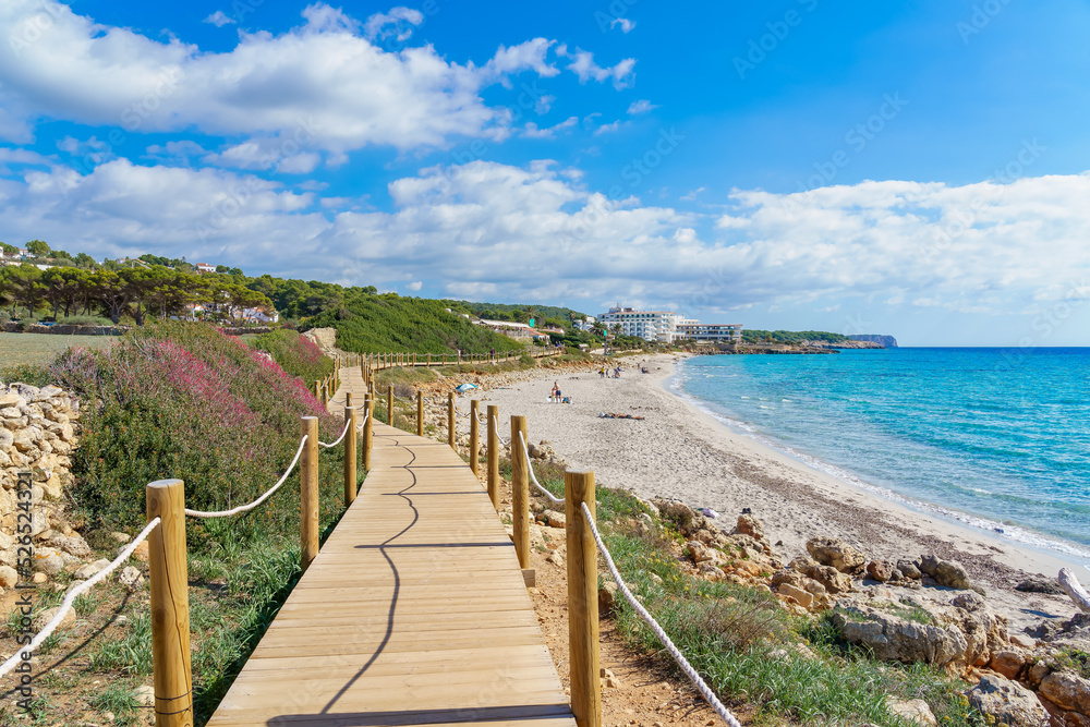 Landscape with San Adeodato beach, Menorca island, Spain Stock-Foto ...