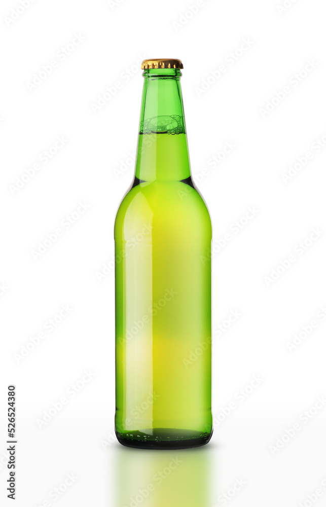 glass green bottle with beer glass green bottle with beer