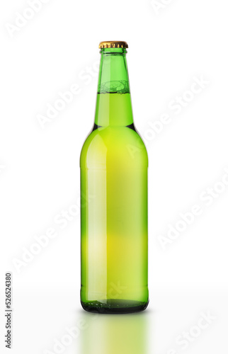 glass green bottle with beer