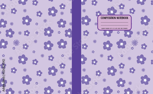 composition notebook purple flowers pattern