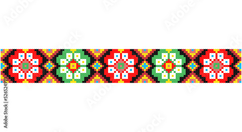 Embroidered good like old handmade cross-stitch ethnic Ukraine pattern. Ukrainian towel ornament, rushnyk called, vector.