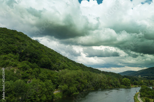 drone view of a river in france photo