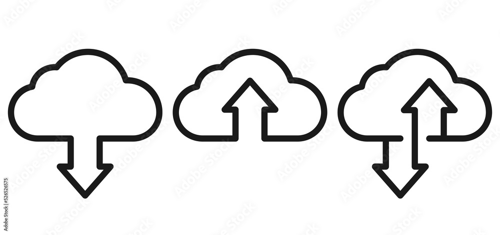 Upload download cloud arrow icon symbol. Vector illustration.