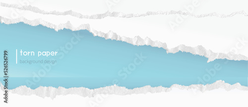 Realistic torn paper vector material　light blue photo