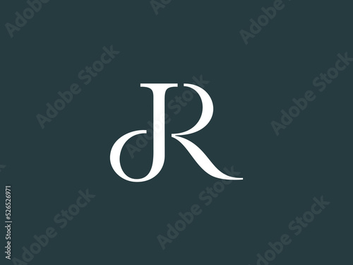 Luxurious, mature, and elegant JR logo. Monogram logo in modern classic style with serif font. Perfect for wedding monogram.
