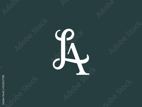 Modern classic LA monogram with cursive and serif fonts combined. Unique, luxurious, mature and elegant style logo. Perfect for a wedding monogram.
