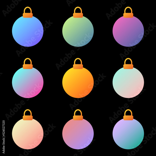 Sen New Year's toys on the Christmas tree, color palette, gradient