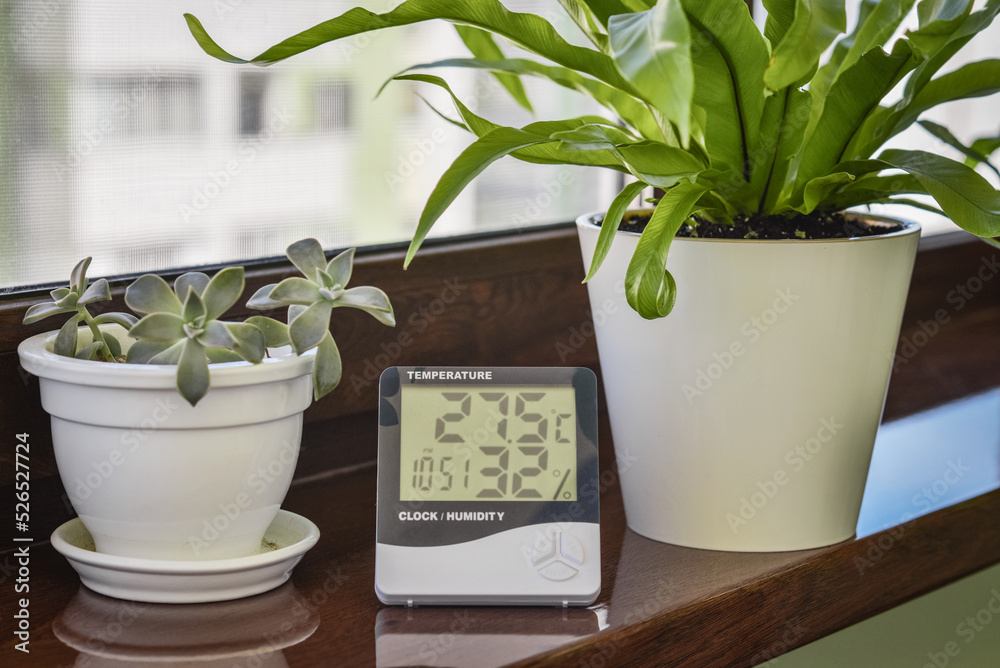 Humidifier and Thermometer Measuring the Optimum Temperature and Humidity  in a House Apartment or Office a Photo for Articles Stock Photo - Image of  breath, contemporary: 209226274
