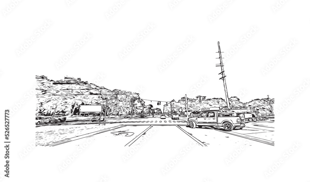 Building view with landmark of Ocala is a city in central Florida. Hand drawn sketch illustration in vector. Building view with landmark of Ocala is a city in central Florida. Hand drawn sketch illustration in vector.