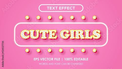 Cute Girls Light Text Effect Fully Editable