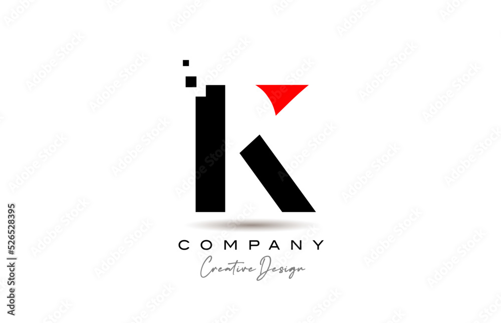 red black K alphabet letter logo icon design with dots. Creative template for business and company red black K alphabet letter logo icon design with dots. Creative template for business and company