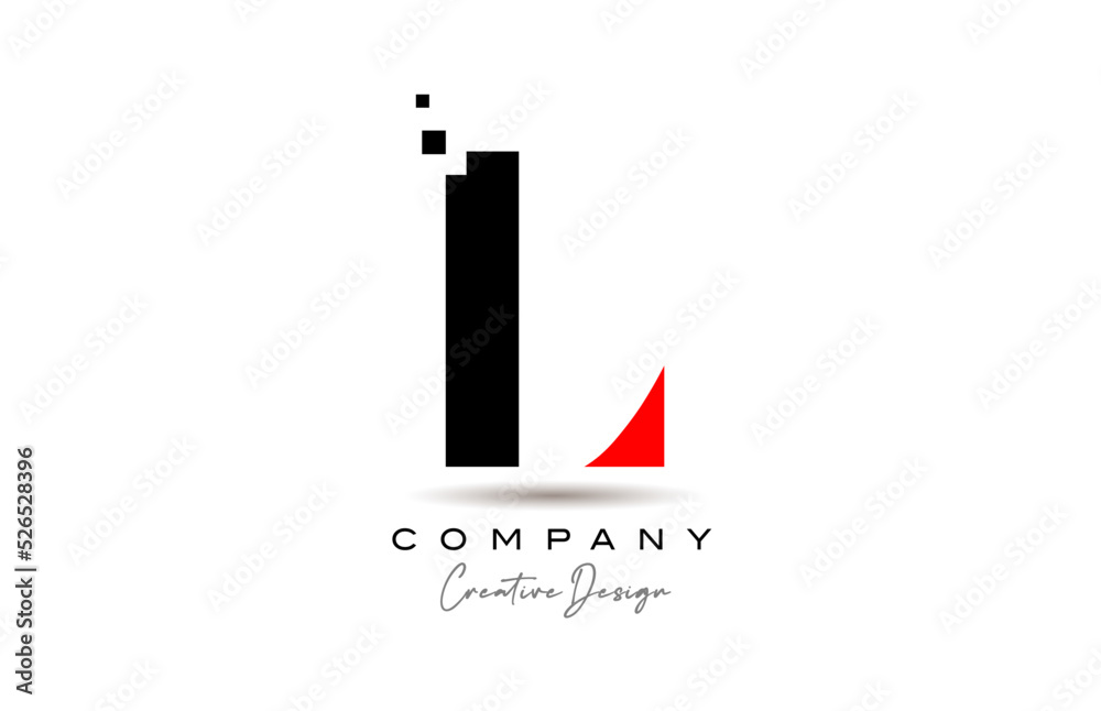 red black L alphabet letter logo icon design with dots. Creative template for business and company red black L alphabet letter logo icon design with dots. Creative template for business and company