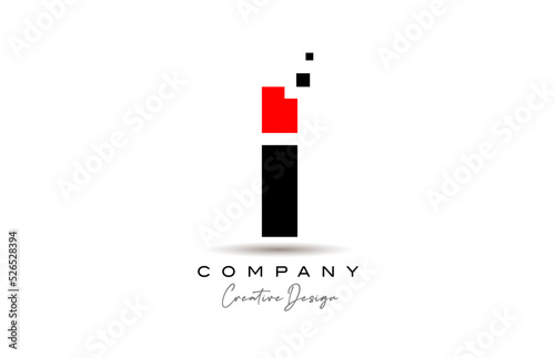red black I alphabet letter logo icon design with dots. Creative template for business and company