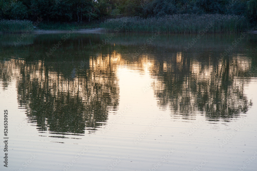 sunset on the lake in the park sunset on the lake in the park