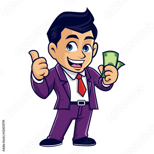 guy mascot with money in vector 