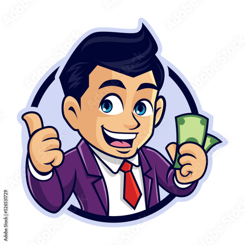 guy mascot with money in vector 