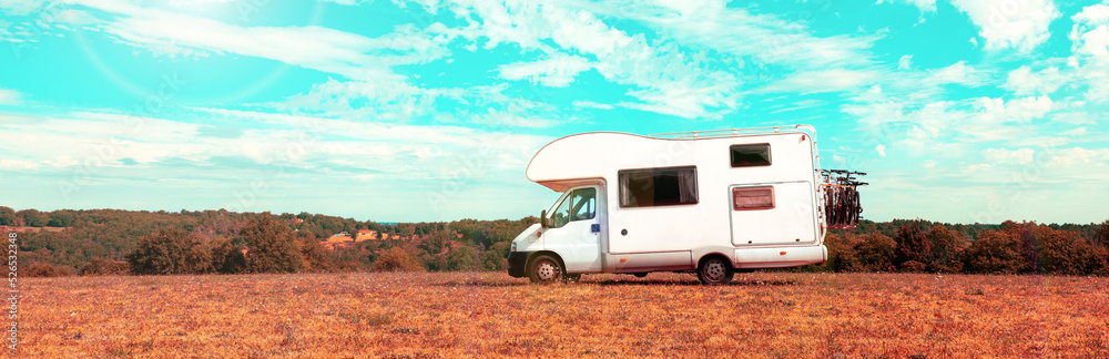 Motorhome camper van- travel,  adventure and road trip concept