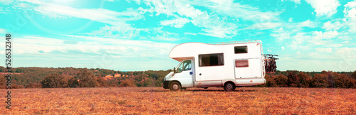 Motorhome camper van- travel,  adventure and road trip concept