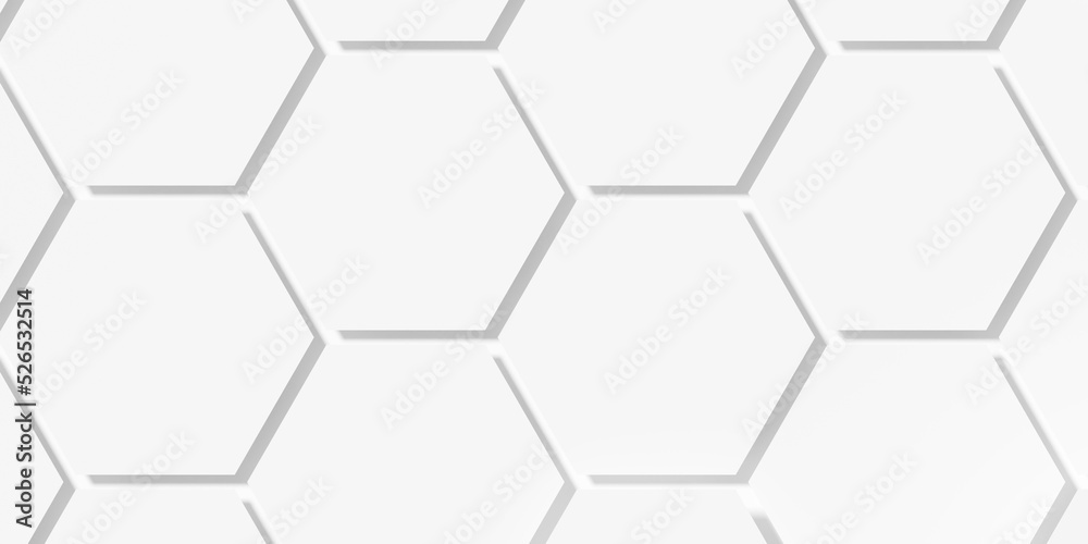 Modern minimal white large papercut honeycomb hexagon geometrical pattern background border flat lay top view from above Modern minimal white large papercut honeycomb hexagon geometrical pattern background border flat lay top view from above