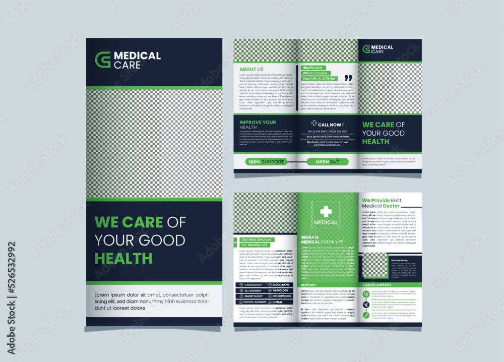 Healthcare trifold brochure for hospital