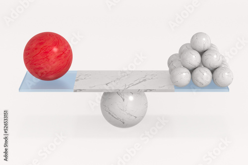 Scales with balls on white ...