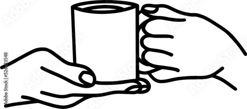 hand holding cup outline drawing © Sathima