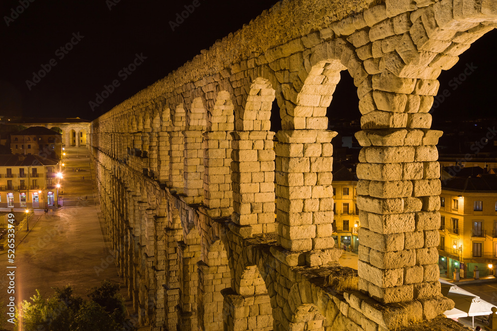Aqueduct of Segovia from the Lookout at Night
