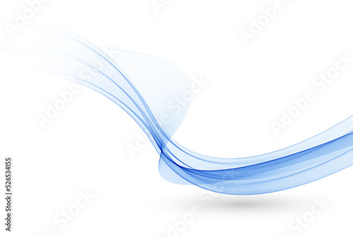 Abstract blue transparent flow lines. Blue wave background.