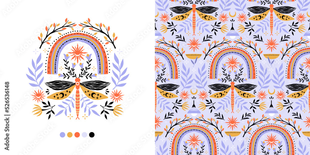 Obraz premium Vector summer illustration with wild animals life