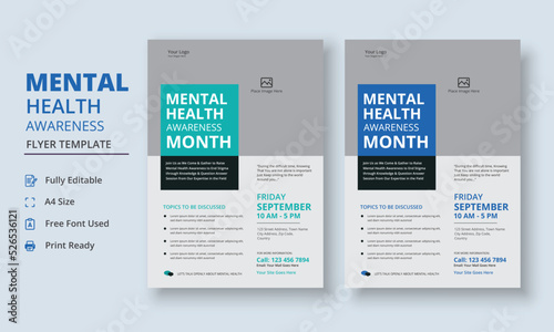 Mental Health Awareness Flyer Template, Mental Health Support Flyer Template, support group flyer and poster leaflet template