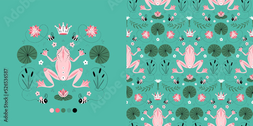Vector summer illustration with wild animals life