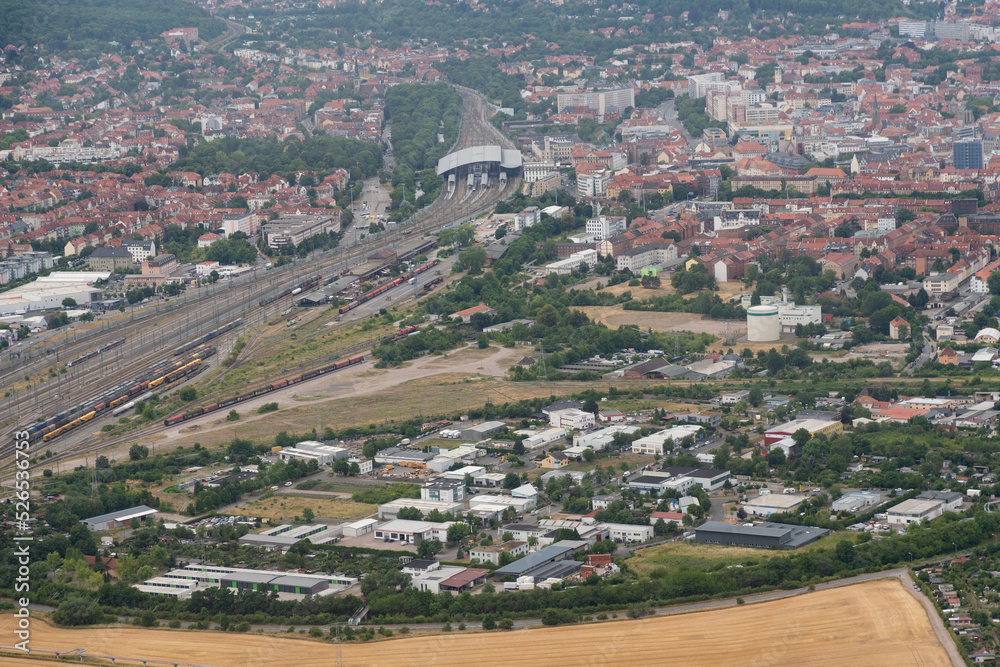 City of Erfurt in Germany seen from above