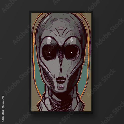 Portrait of an alien. Artistic abstract alien. Concept of an alien from other planet. Perfect for wallpaper or for posters.