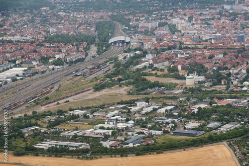 City of Erfurt in Germany seen from above